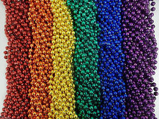 72 Rainbow Colors Mardi Gras Beads Necklaces Party Favors 6 Dozen Lot picture