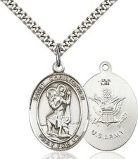 Sterling Silver St Christopher Army Oval Medal, 3/4 Inch N.G. picture