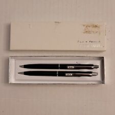 Vintage Paper Mate Pen & Pencil Set Double Heart Black Silver Trim Original Box picture