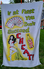 Vtg Cannon Beach Towel Bikini Cards Booze If At First You Don't Succeed Cheat picture