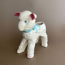 Vintage Hull Pottery White Baby Lamb Ceramic Planter Figurine - Baby Shower Gift picture