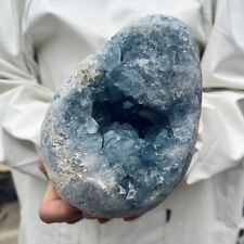 5.1lb Large Natural Blue Celestite Crystal Geode Quartz Cluster Mineral Specime picture