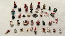 Lot of 39 Vintage Wooden Mini Christmas Ornaments. Various Sizes Hand Painted. picture