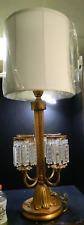 Vintage Loevsky & Loevsky Quad Candelabra Electric Lamp w Hanging Crystals 43.5