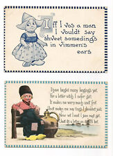 Dutch Boy Girl Humor Postcards Greetings c1910 picture