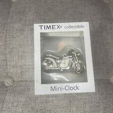 Vintage Timex Motorcycle Collectible Mini Clock Silver Tone Art Decor 16 picture