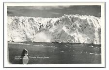 RPPC Ice Falling from Columbia Glacier Alaska AK Real Photo Postcard picture