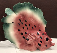 VINTAGE CERAMIC FISH Sculpture ART DECO SIGNED OOAK Watermelon Fish picture