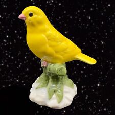 RARE Colorful Yellow Canary Bird Sitting On A Tree Branch Figurine Ceramic 5”T picture