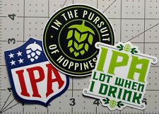 Craft Beer Gift Stickers Pack. Lot of 3 Cool IPA India Pale Ale Decals Hoppy USA picture
