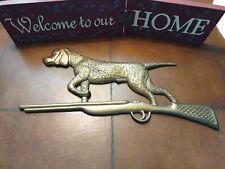 Vintage Solid Brass Hunting Dog Rifle Decor Wall Hanging picture