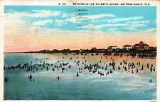 Daytona Beach Florida Bathing in the Atlantic Ocean Postcard Posted 1929 picture