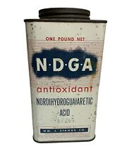 Vintage NGDA Antioxidant Tin Can Nordihydroguaiaretic Acid Herbal Medicine picture