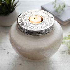 FOVERE Beautiful Cremation Urns With Candle Holder - Large- White- Open Box picture