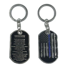 HH-014 Police Officer's Prayer Thin Blue Line Challenge Coin Dog Tag Keychain Po picture
