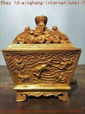 old China bronze Gilt Feng Shui animal bird statue Incense burner Censer picture