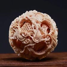 New Pair Chinese Carved 3 Layer Dragon Phoenix Puzzle Ball Collections picture