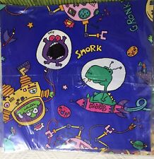4 Single Packs Vintage Hallmark Cartoon Space Alien Gift Wrap NEW Sealed picture