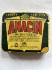 Vintage Anacin Aspirin Tin Container Whitehall Pharmacal Co New York 30 Tablets picture