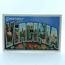 Postcard Greetings From Virginia Dr Jim Stamps Linen BIG LETTER Unposted picture