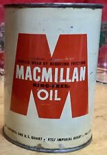 Vintage MacMillan Ring Free Motor Oil Can One Quart Metal Auto Gas picture
