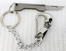 Titanium Alloy, Mini Folding Knife, Skull Carabiner Keychain picture