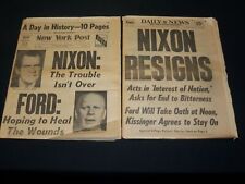 1974 NEW YORK DAILY NEWS & POST NEWSPAPER LOT OF 2 - NIXON RESIGNS - NP 4937 picture