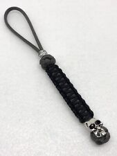 550 Paracord Combo Knife Lanyard Graphite and Black with Skull picture