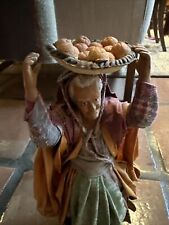 French Santon De Provence Figurine Folk Art Woman Carrying Fruit 11.5