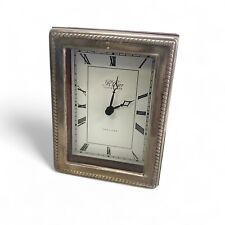 R. Carr Clockmaker .925 Sterling Silver & Wood Quartz Desk Clock 6-1/2