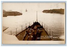 c1920's USS Pittsburgh Leaving Helsingfors Harbor Finland RPPC Photo Postcard picture