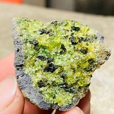 55g Energic Clear Olivine Green Peridot Crystal Gemstone Basalt Rough Specimen picture