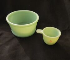 Jadeite Bowl and Nesting Measuring Cup - 1/4 Cup 2 oz - VTG Jade-ite Set picture