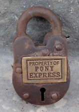 Pony Express Working Cast Iron Lock With 2 Keys Western Decor Padlock picture
