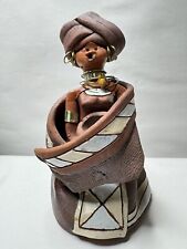 African Xhosa Native Woman Mother & Child Terracotta Clay Rare Sculpture FolkArt picture
