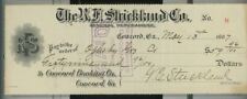 1907 R.F. Strickland Co. Concord Ga Check $59.96 Oglesby Grocery Co   A6 picture