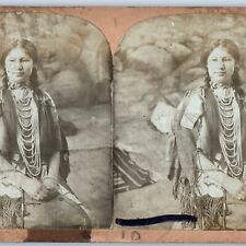 c1900s Hiawatha Indian Young Woman Real Photo Stereo Native American Girl V25 picture