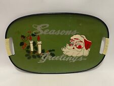 Vintage Christmas Santa Claus Plastic Serving Tray 17 1/2