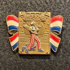 Defend Your Country Gold Metal Enamel Pin Scarce picture