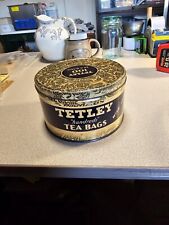 Tetley tea container shows age 3.5