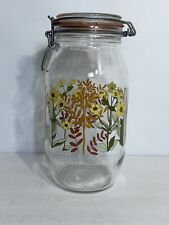 ARC Of France 2L Glass Canister Floral Cottage Core Farmhouse Storage Jar picture