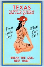 Texas Postcard Cattle Queen Break The Dull Beef Habit Advertising 1960 Unposted picture