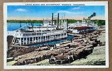LEVEE SCENE AND WATERFRONT, MEMPHIS, TENNESSEE. TN Vintage Postcard picture