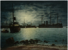 Port Said. In the moonlight.  Vintage PZ photochromy, Egypt photochromy, vi picture