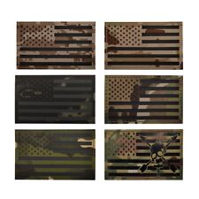 6Pcs Reflective IR TAG US AMERICAN USA FLAG LEFT NAVY SEALS HOOK PATCH BLACK BIG picture