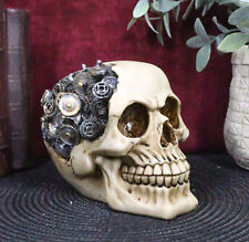Steampunk Protruding Gearwork Cyborg Robotic Human Skull Figurine Skeleton picture