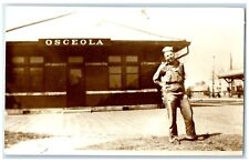 c1960's Depot Station Man And Wagon Scene Osceola Iowa IA Vintage Postcard picture