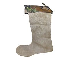Camo Burlap Christmas Stocking 16x11 Mainstreet Collection Holiday New No Tags picture
