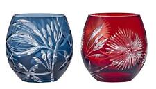 Toyo Sasaki Kiriko cut glass tumbler Blue / Red 350ml set of 2 from Japan picture