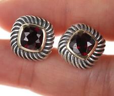 1990's David Yurman Sterling Silver 14k Yellow Gold Earrings with Garnet Stones picture